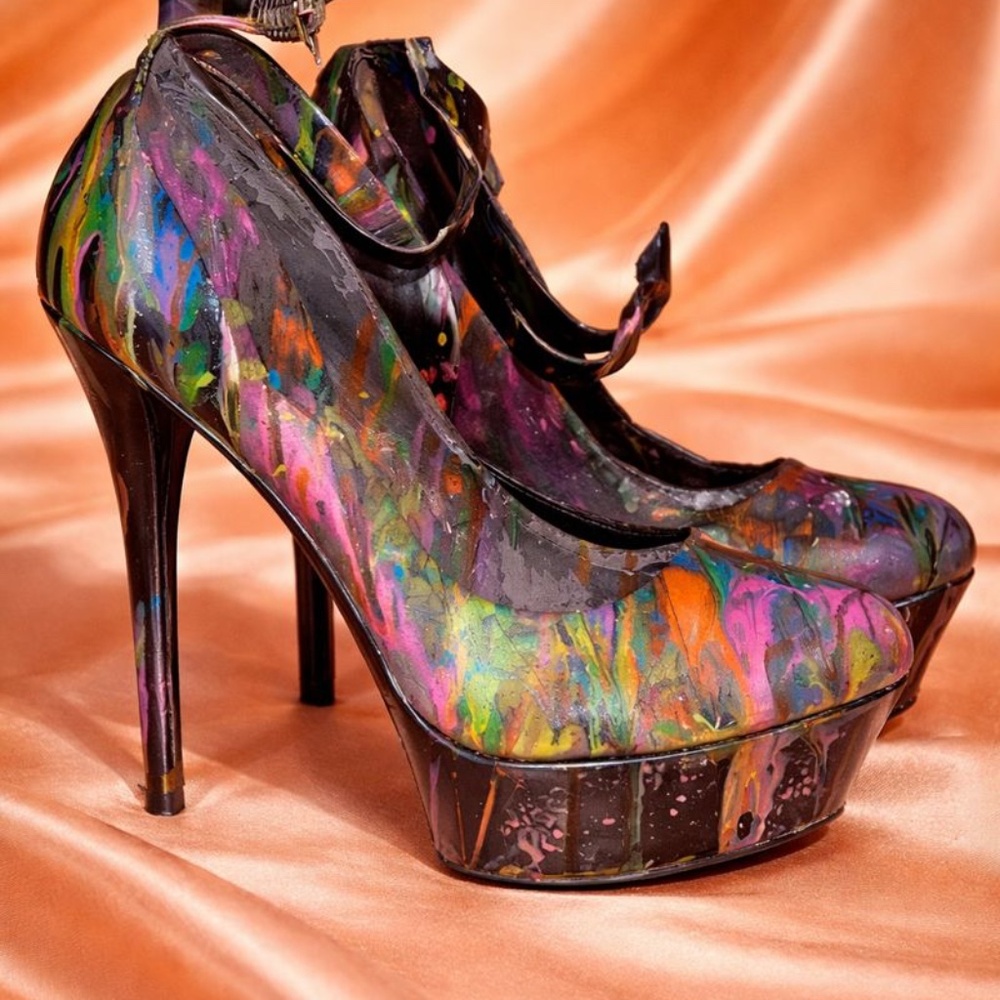 Custom - Colorful Splash Paint Women's Platform Heels- BAD COLLECTION